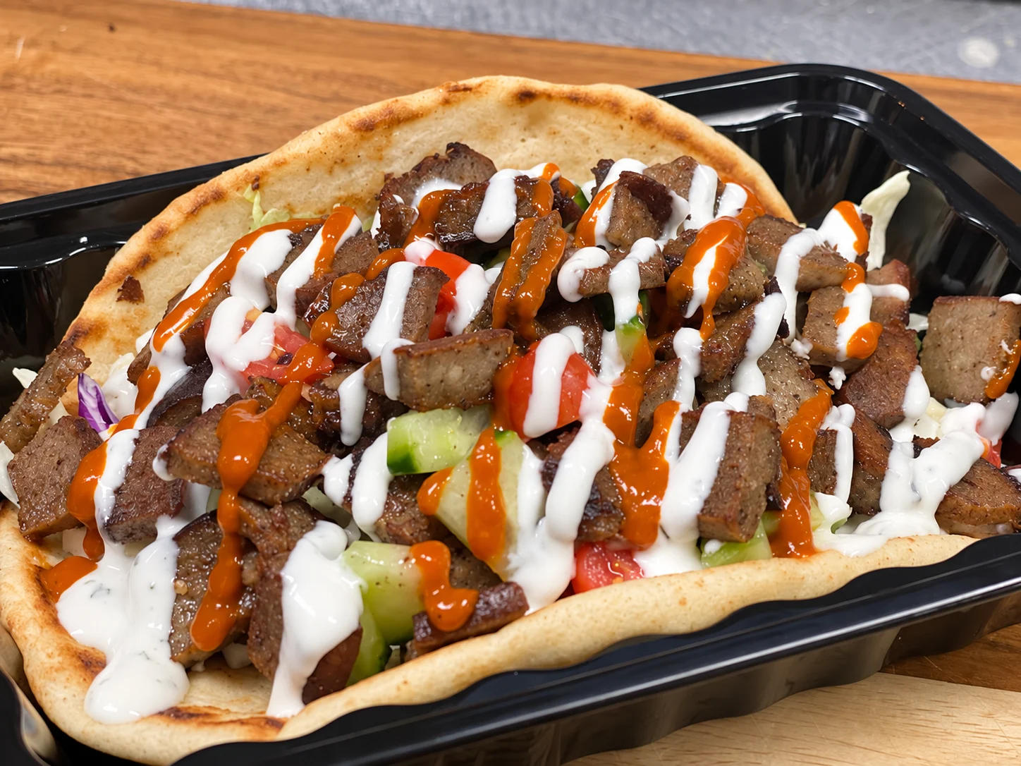 A gyro pita wrap at Box’d Kitchen